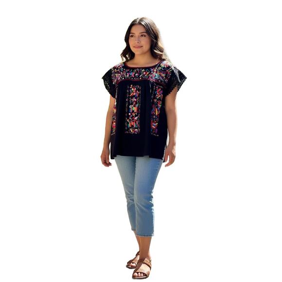 Mexican Hand embroidered bluse Size L - Picture 3 of 7